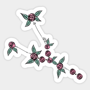 Taurus Zodiac Sign Constellation Roses and Hearts Doodle Sticker